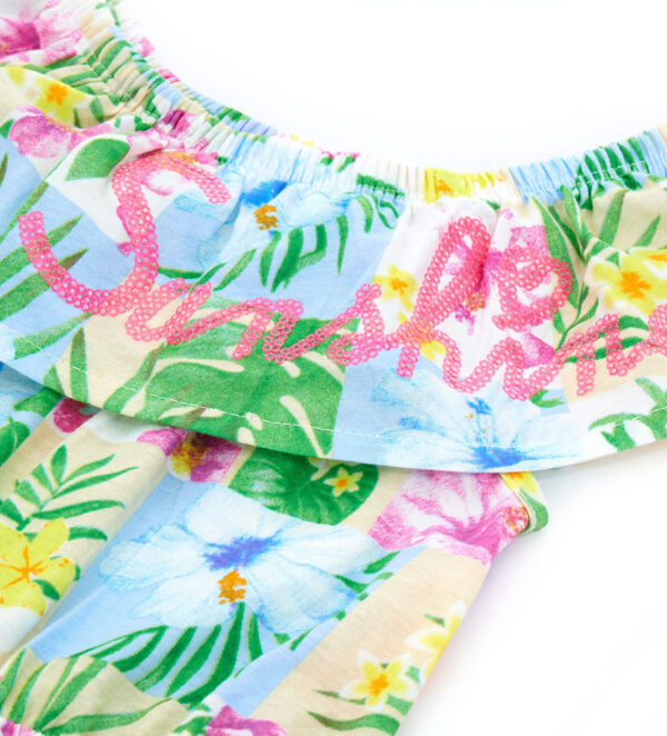 Tropical pastel girl dress with ruffles – Image 8