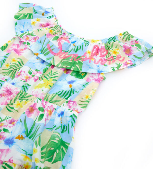 Tropical pastel girl dress with ruffles – Image 9