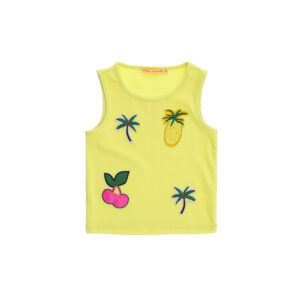Tropical pastel girl crop top with patch