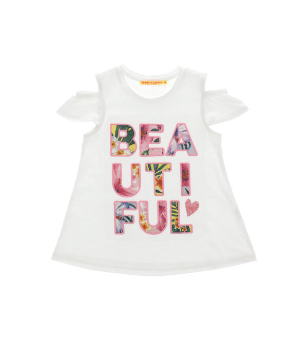 Tropical pastel girl t-shirt with sequins 2