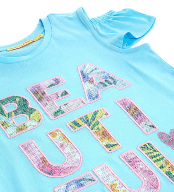 Tropical pastel girl t-shirt with sequins 2 – Image 10