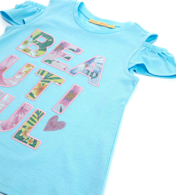 Tropical pastel girl t-shirt with sequins 2 – Image 11