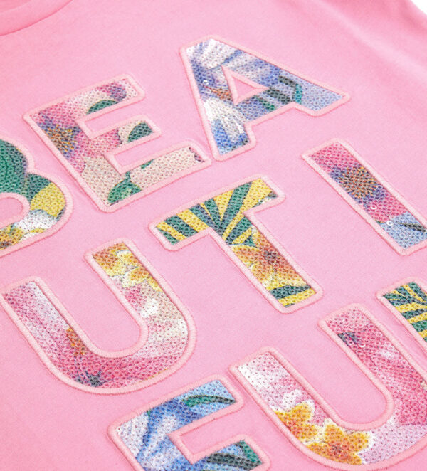 Tropical pastel girl t-shirt with sequins 2 – Image 6