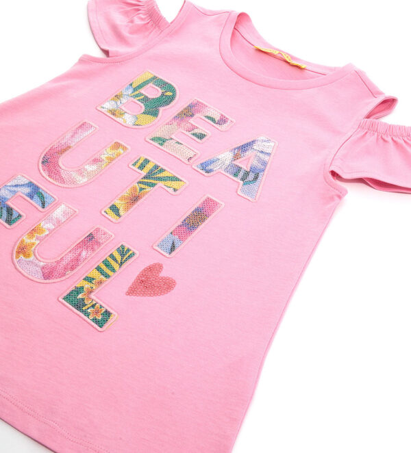 Tropical pastel girl t-shirt with sequins 2 – Image 7