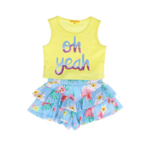 Tropical pastel girl set tops and shorts 1