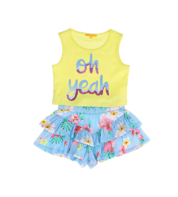 Tropical pastel girl set tops and shorts 1