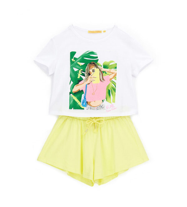 Tropical pastel girl t-shirts and shorts sets 16