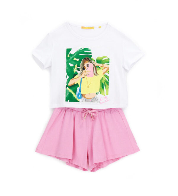 Tropical pastel girl t-shirts and shorts sets 16 – Image 3