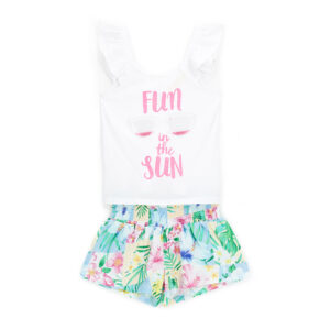 Tropical pastel girl set tops and shorts 2