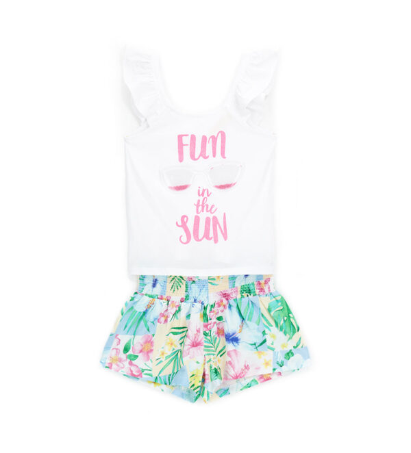 Tropical pastel girl set tops and shorts 2
