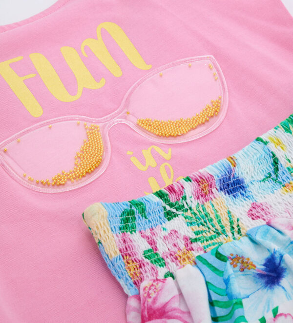 Tropical pastel girl set tops and shorts 2 – Image 3