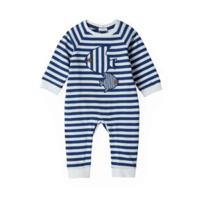 Deep blues new born boy romper with prints