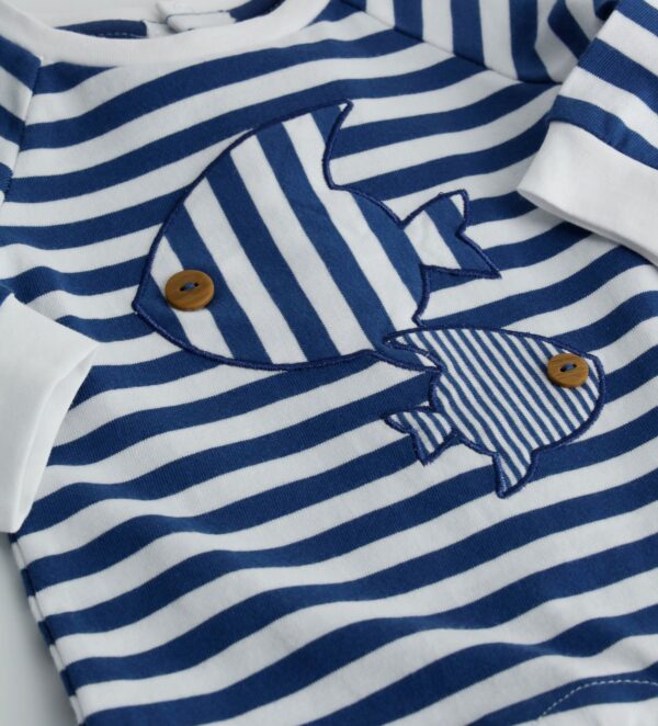 Deep blues new born boy romper with prints – Image 2
