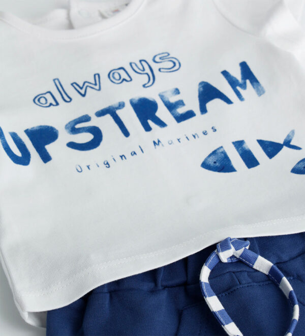 Deep blues new born boy t-shirts and shorts sets 4 – Image 2