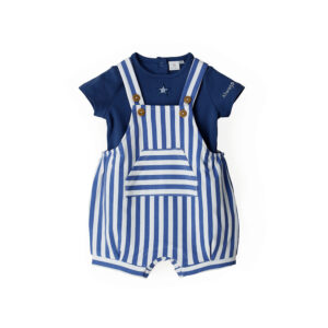 Deep blues new born boy t-shirt and overalls set