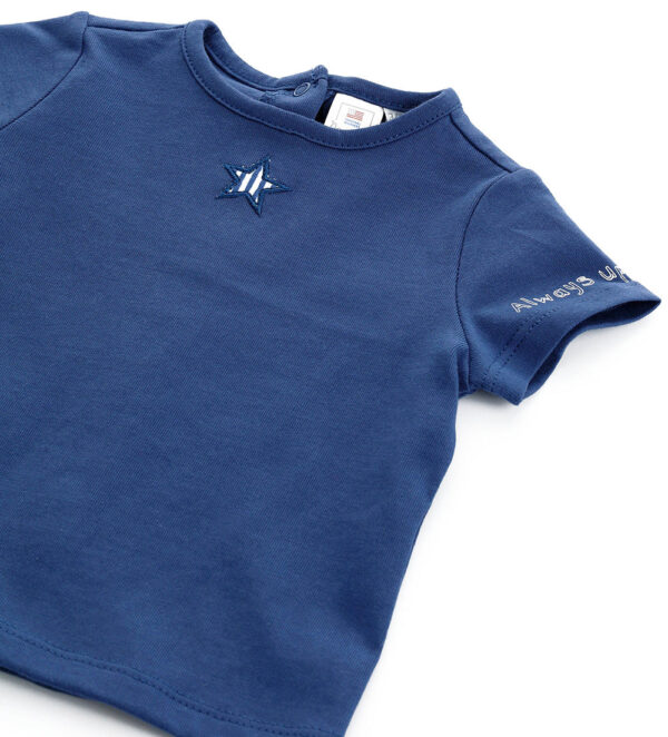 Deep blues new born boy t-shirt and overalls set – Image 3
