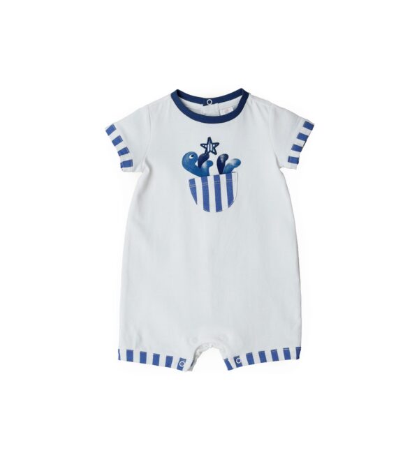 Deep blues new born boy romper with flapes
