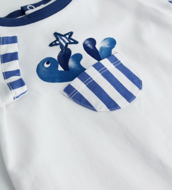 Deep blues new born boy romper with flapes – Image 2