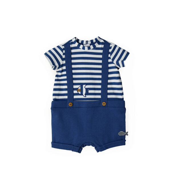 Deep blues new born boy fake dungarees