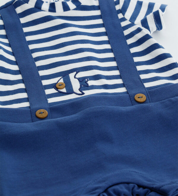 Deep blues new born boy fake dungarees – Image 2