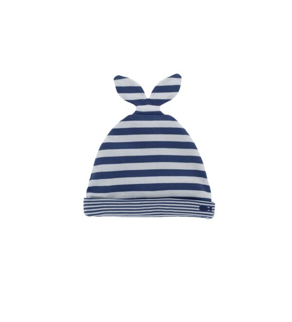 Deep blues new born boy yarn dyed hat