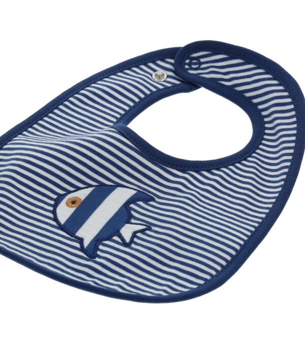 Deep blues new born boy bib with embroidery – Image 2