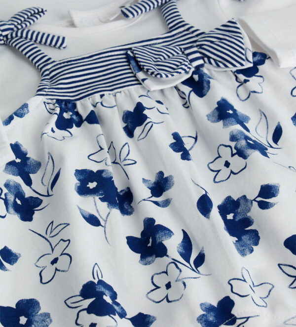 Deep blues new born girl romper with fake braces – Image 2
