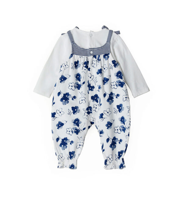 Deep blues new born girl romper with fake braces – Image 5