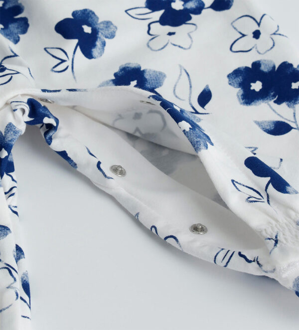 Deep blues new born girl romper with fake braces – Image 4