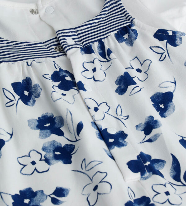 Deep blues new born girl romper with fake braces – Image 3