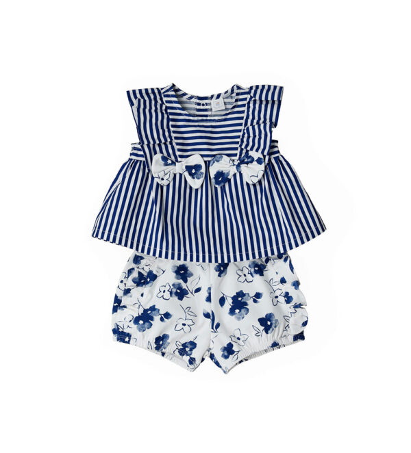 Deep blues new born girl blouse and shorts set