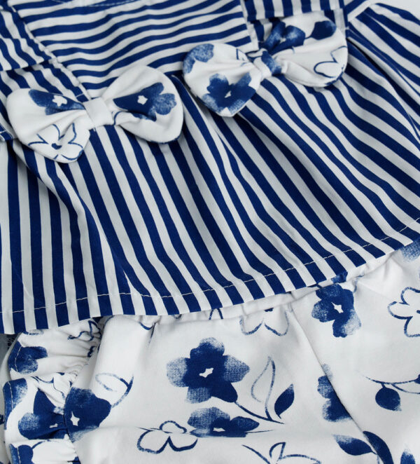 Deep blues new born girl blouse and shorts set – Image 3