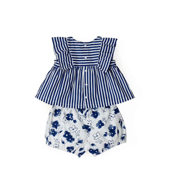 Deep blues new born girl blouse and shorts set – Image 4