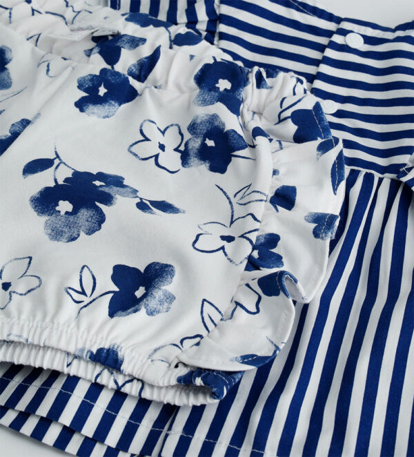 Deep blues new born girl blouse and shorts set – Image 2