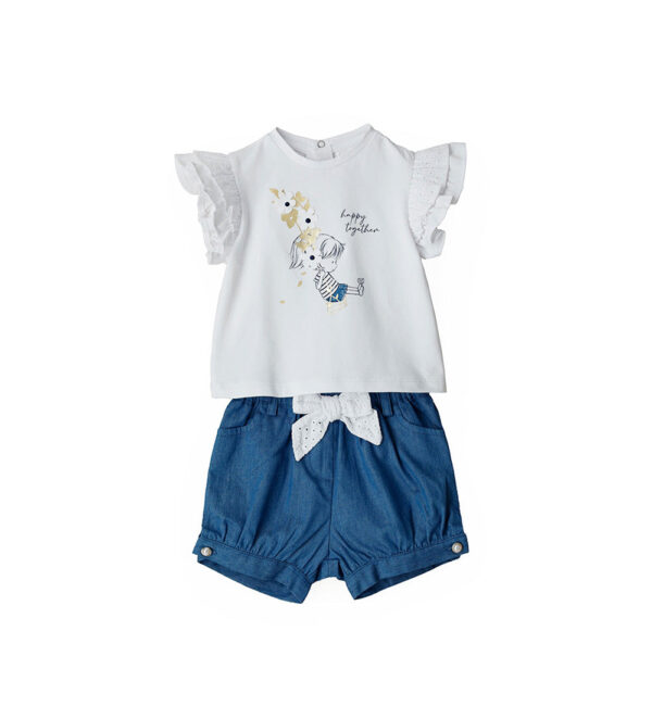 Deep blues new born girl t-shirts and shorts sets 5