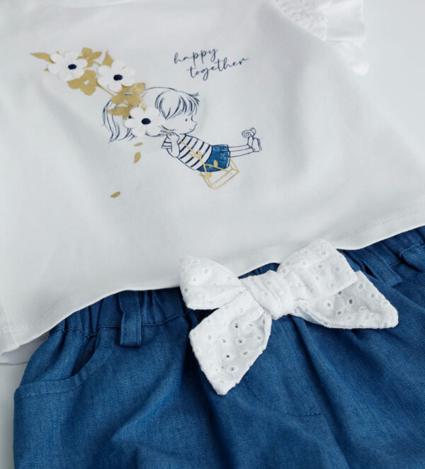Deep blues new born girl t-shirts and shorts sets 5 – Image 2