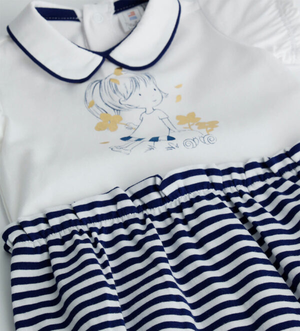 Deep blues new born girl romper with shirt collar 2 – Image 2