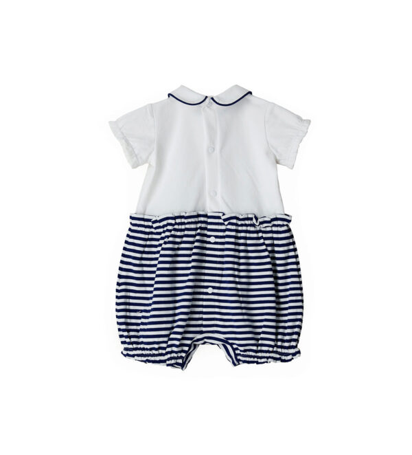 Deep blues new born girl romper with shirt collar 2 – Image 5