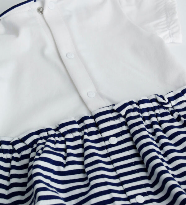 Deep blues new born girl romper with shirt collar 2 – Image 4