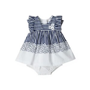 Deep blues new born girl dress and slip set