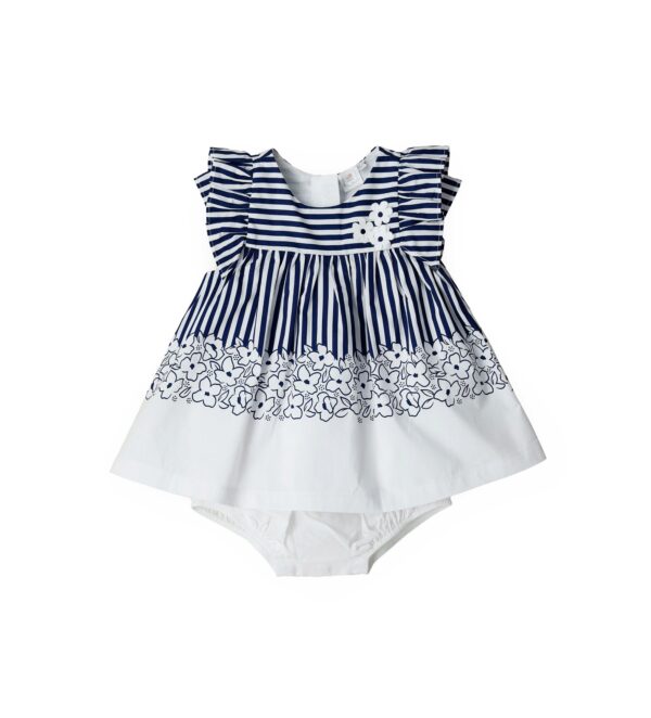 Deep blues new born girl dress and slip set