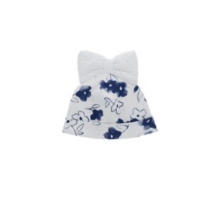Deep blues new born girl cap with bow