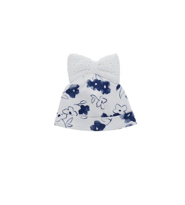 Deep blues new born girl cap with bow