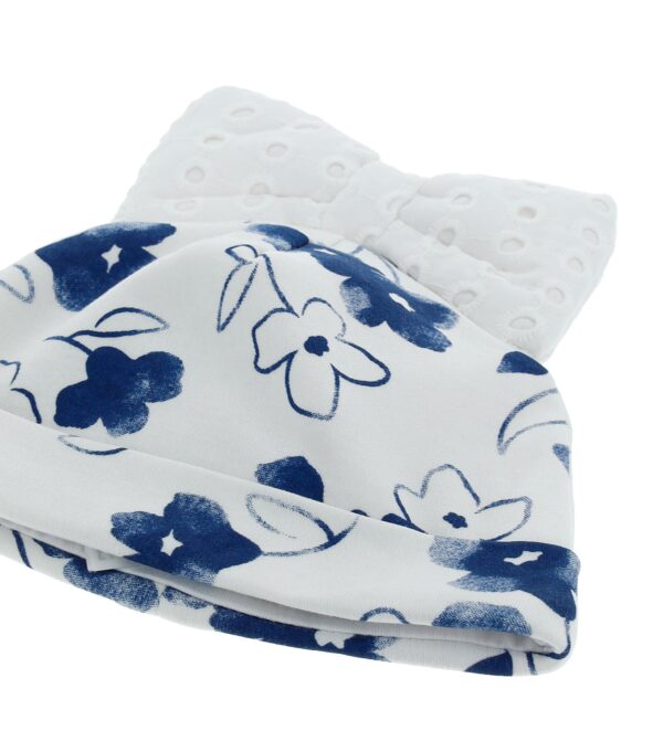 Deep blues new born girl cap with bow – Image 3