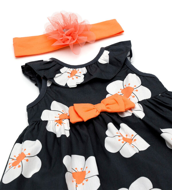 Blacky blaze new born girl dress with bow – Image 3