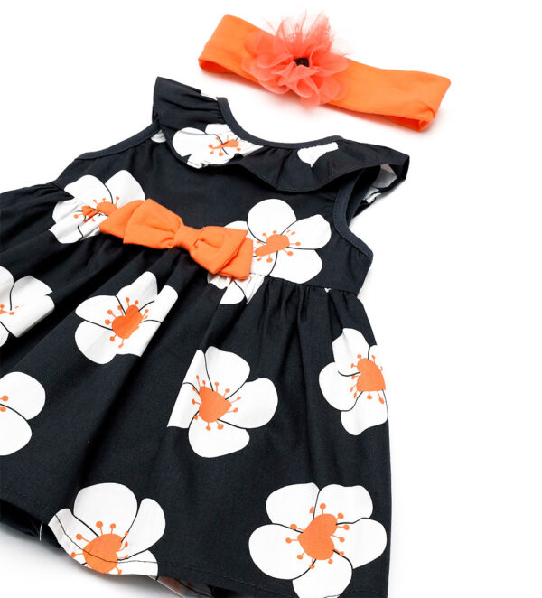 Blacky blaze new born girl dress with bow – Image 2