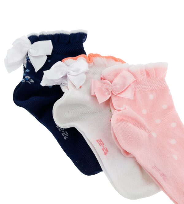 Basico spring baby girl tri-pack socks with bow 1