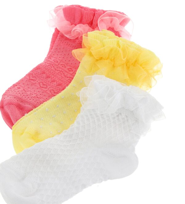 Basico spring baby girl tri-pack perforated socks