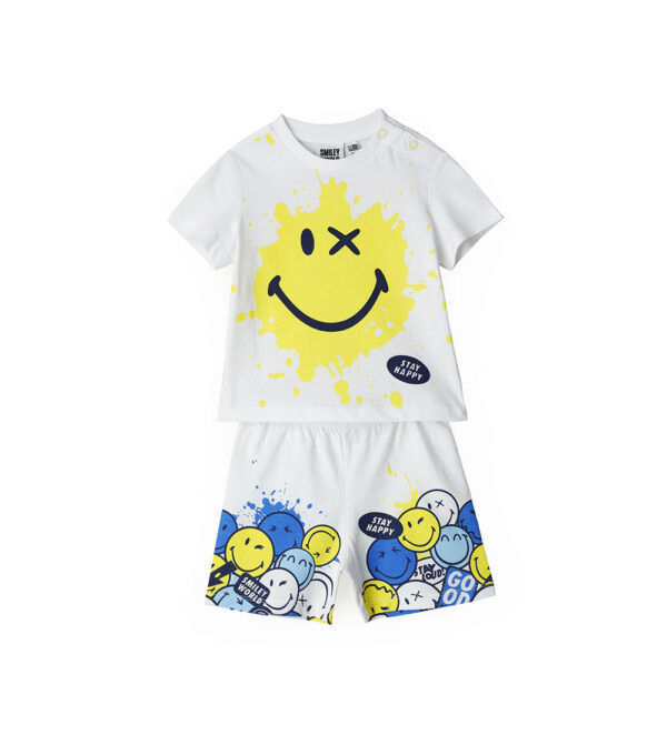 Good night baby boy smiley short pajamas 1