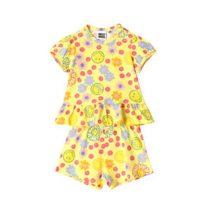 Good night baby girl smiley short pajamas 2